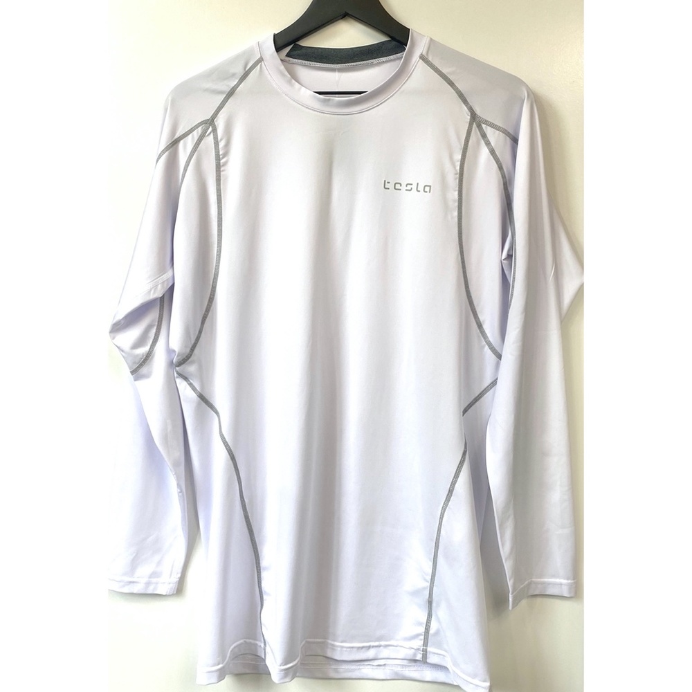 Tesla Gears White Compression Long Sleeve NWT 2X